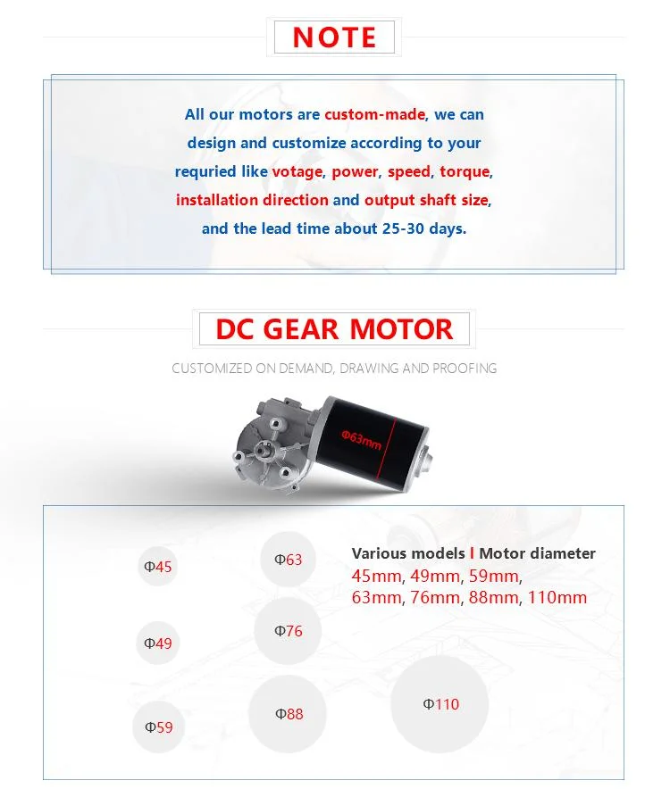24V 150W DC Micro Worm Gear Motor High Torque Electric Motor Manufacturer Europe